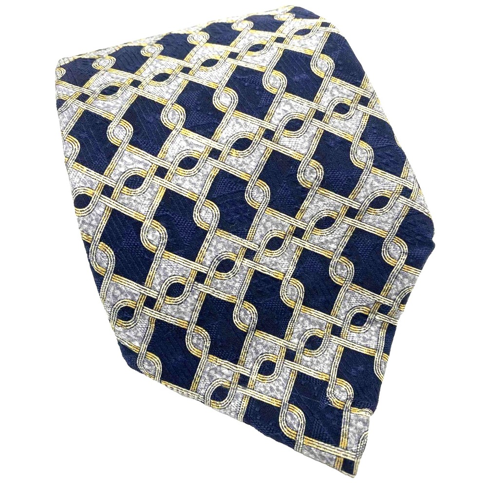 MARA‎ by Countess Mara Men's 100% Silk Necktie USA Designer Geometric navy blue